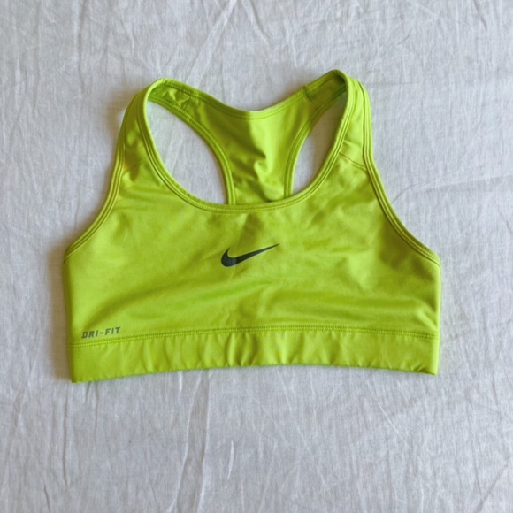 Neon Yellow Nike Swoosh Dri Fit Sports Bra - Picture 1 of 4